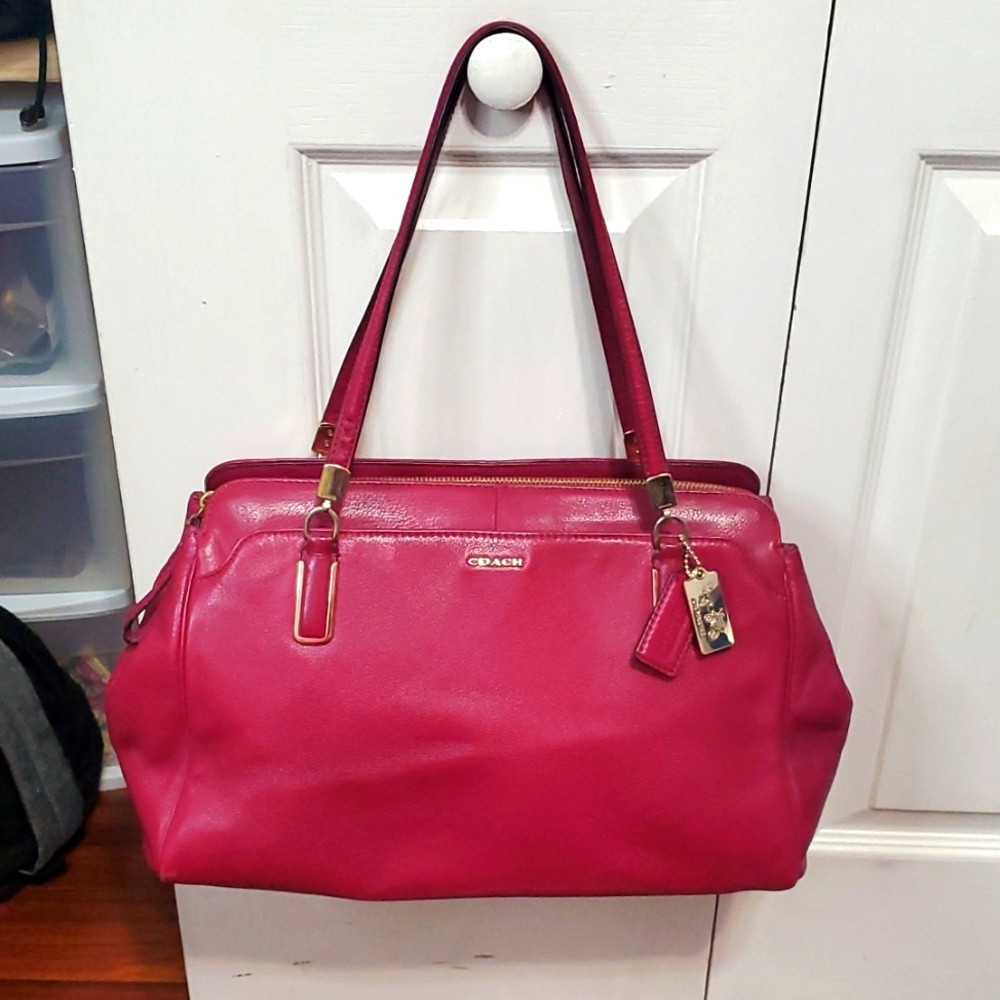 Coach Madison Kimberly Raspberry Leather Carryall Satchel Shoulder Bag💗